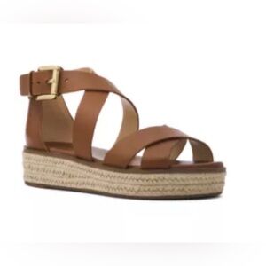 Michael Kors Darby Leather Sandals, size 7, color Luggage/brown